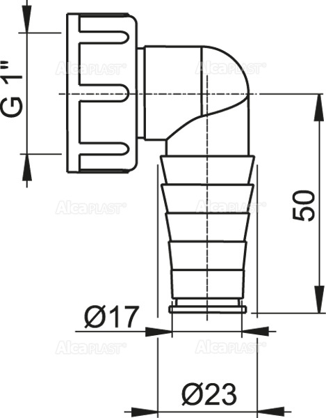 Штуцер G1"/17–23 ALCAPLAST P0048ND - Вид №1