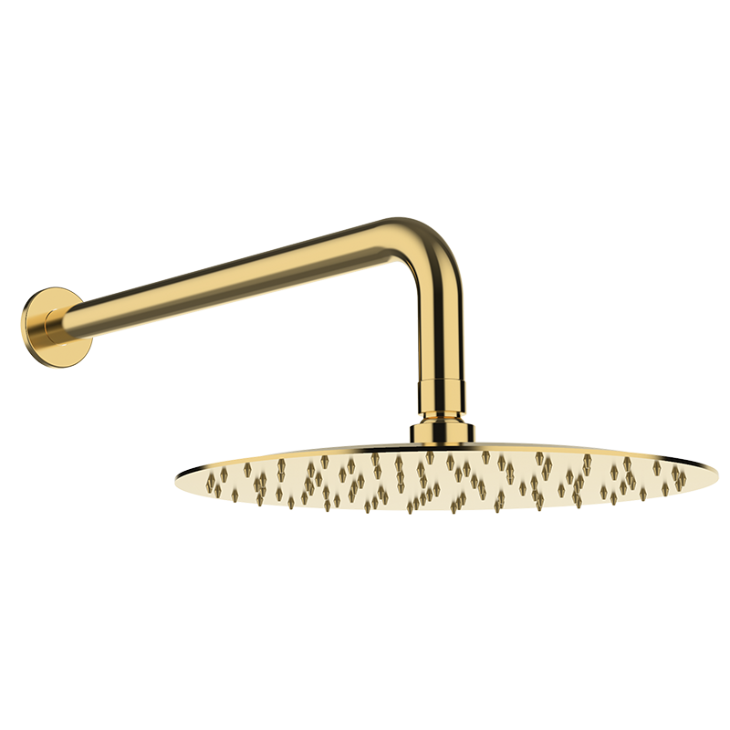 05028501 PREMIUM Тонкий Showerhead + изогнутая рука Полированное Золото GRB MIXERS 