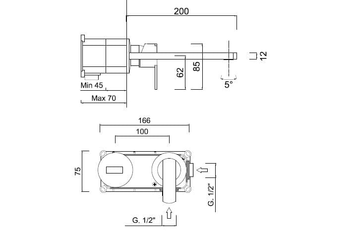 Настенный однорычажный смеситель для раковины Rubinetteria Giulini ARCH-00054884 - Вид №2