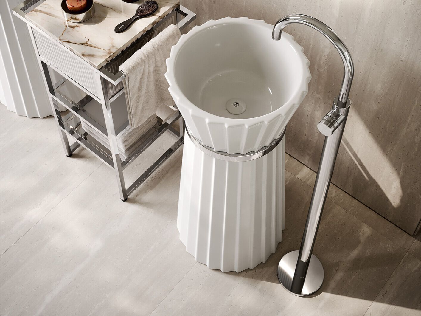 Керамическая отдельно стоящая раковина OASIS плиссе ARCH-00053715 - Вид №1