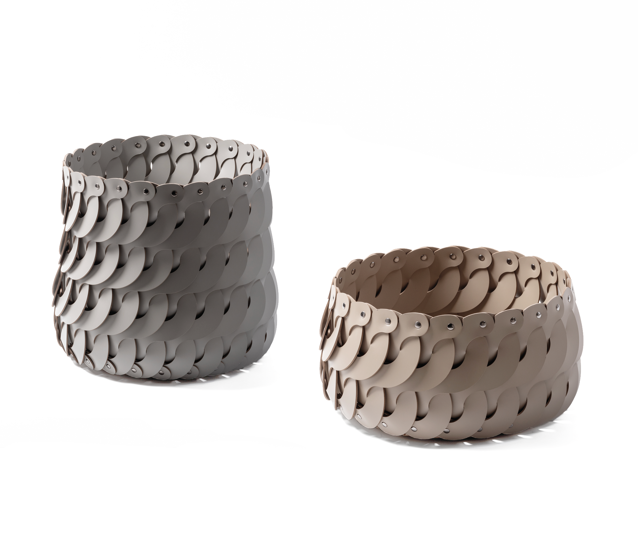 Маленькая корзина Alicante - Ø 45XH25 см / регенерированная кожа_coffee Pinetti 00.1520.082.015 - Вид №3