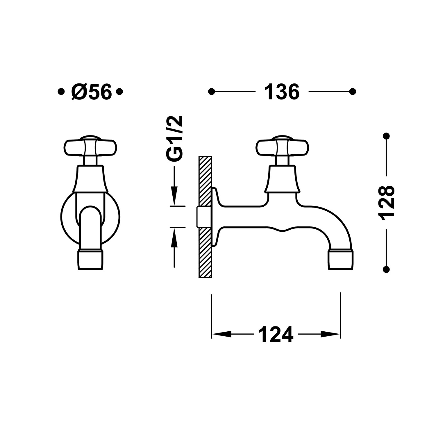 Скрытый кран TRES CLASIC с 1 выпуском воды для офиса или подсобного помещения-24252001LM TRES  - Вид №1