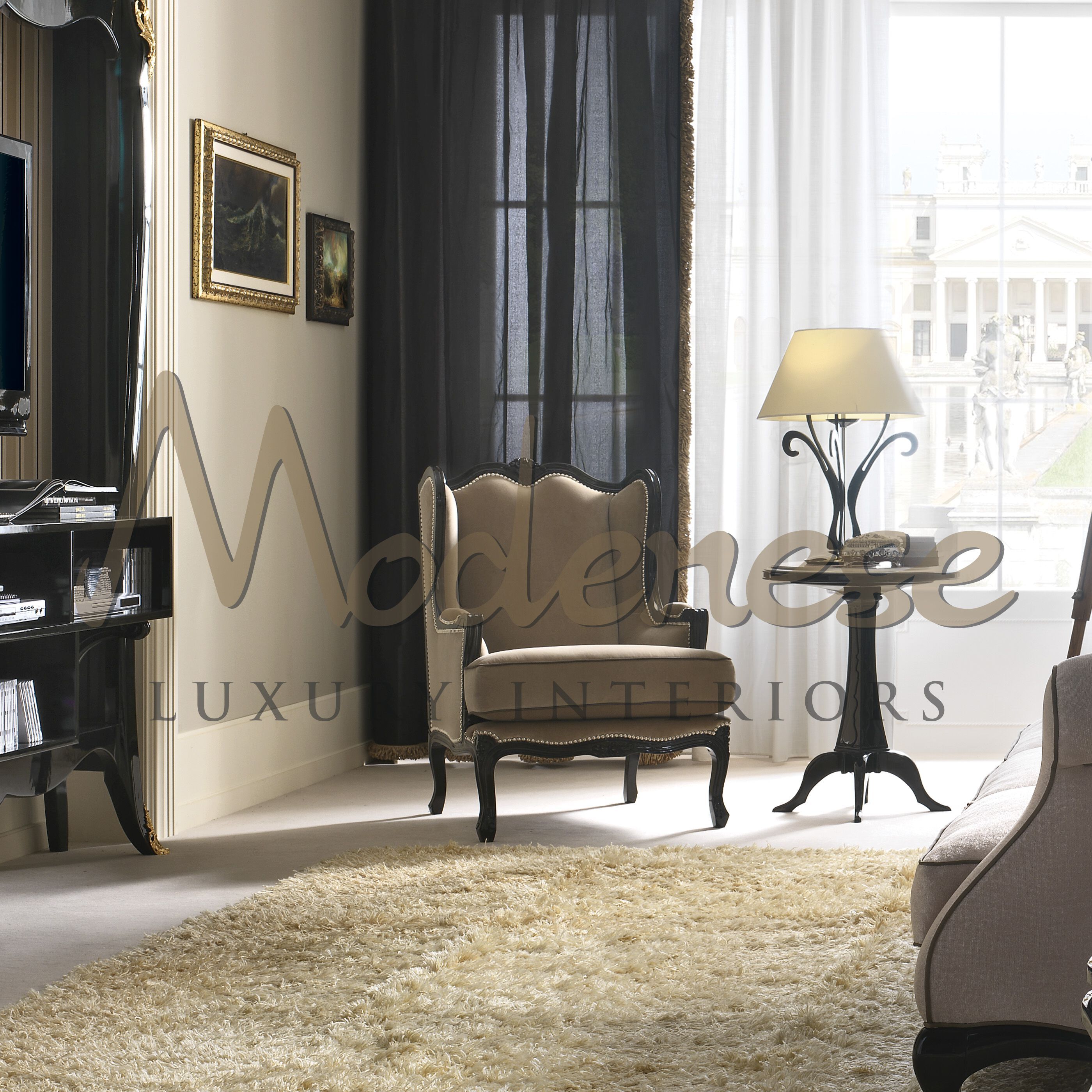 Тканевое кресло с высокой спинкой Modenese Luxury Interiors NEOCLASSIC ARCH-00011627 - Вид №1