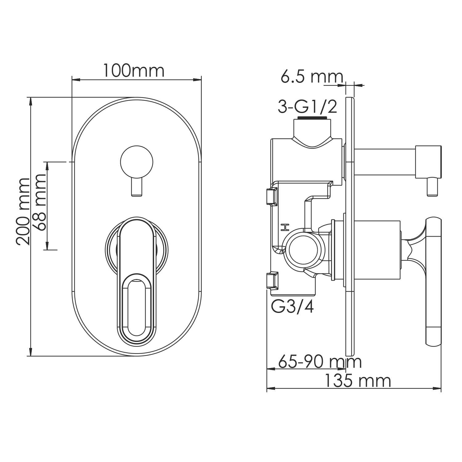 1841 Kammel Смеситель для ванны и душа WasserKRAFT Kammel 1800  - Вид №2