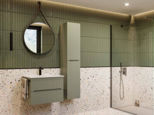 Деревянный подвесной умывальник со встроенным умывальником