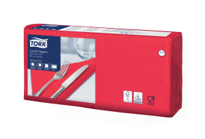 47721038 Красная обеденная салфетка, сложение 1/4 Tork