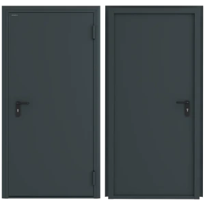 Дверь техническая остекленная 88x190 см правая цвет RAL7016