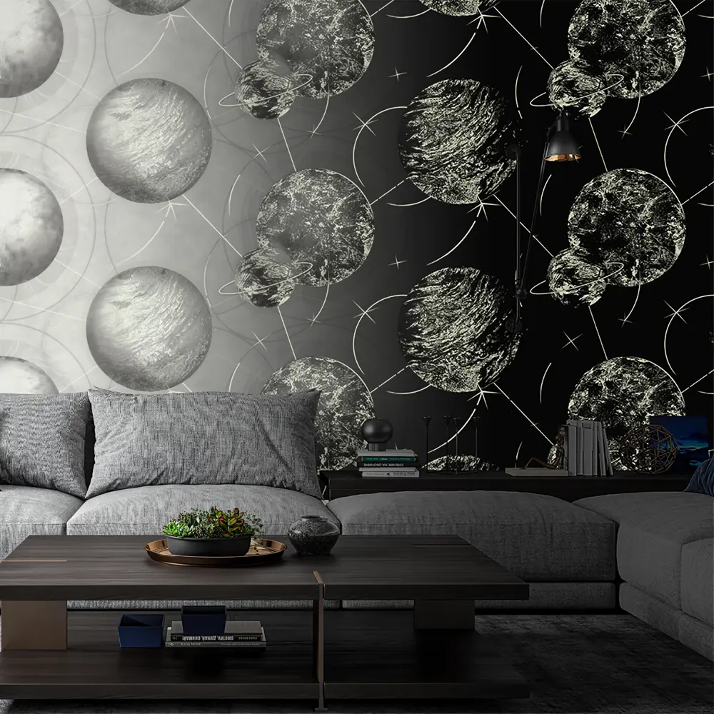 Обои Palitra Home Planets серые флизелиновые с космическим принтом 86582100 STLM-0070313 - Вид №4