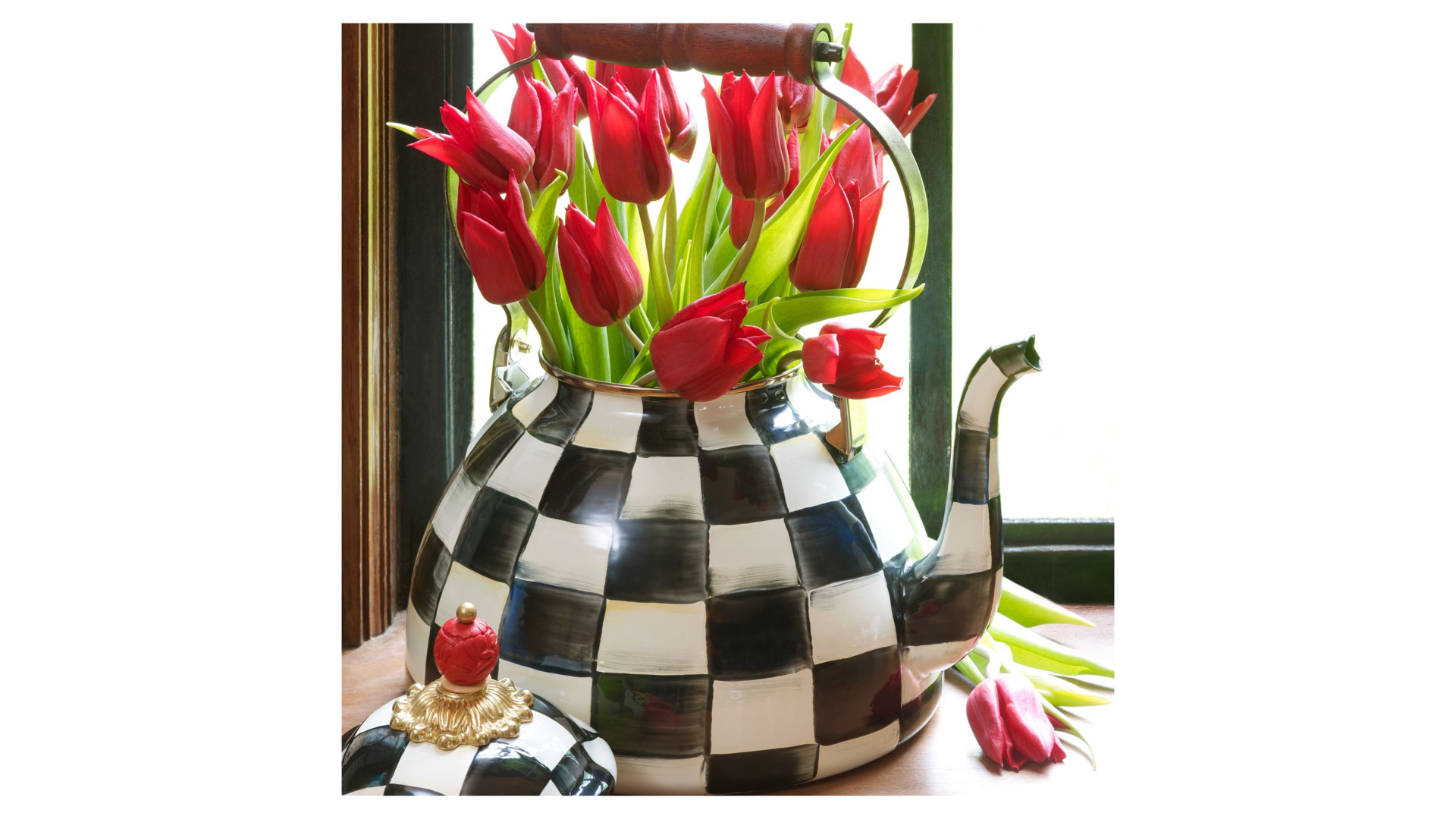 10654485 Mackenzie-Childs Чайник 2л Courtly Check Сталь  - Вид №3