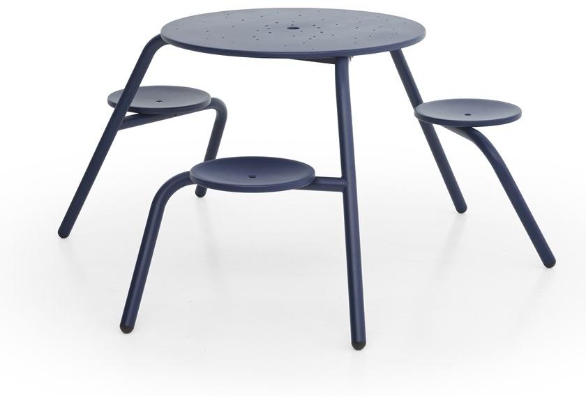 Extremis Круглый металлический стол для пикника со встроенными стульями sun-id-1346887 - Вид №1