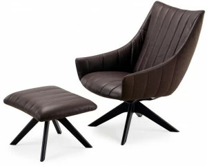 Freifrau Кресло на козелке в коже с подлокотниками Rubie