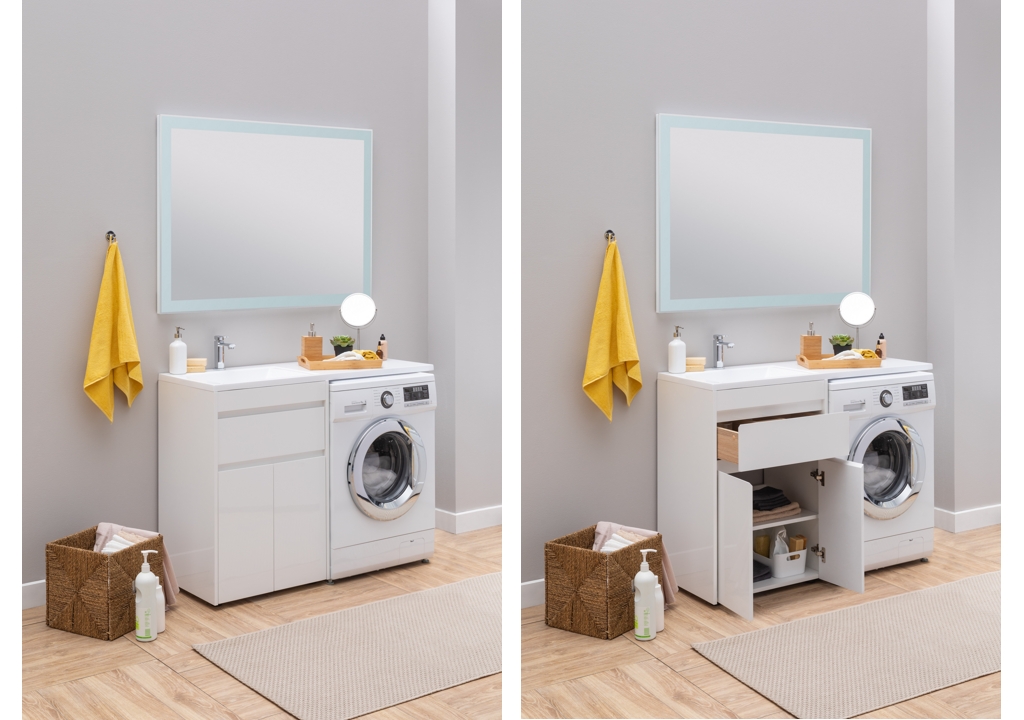 Тумба с раковиной Aquanet Токио 120 L белый (напольная, 1 ящик, 2 дверцы) 0023774500235499 - Вид №18