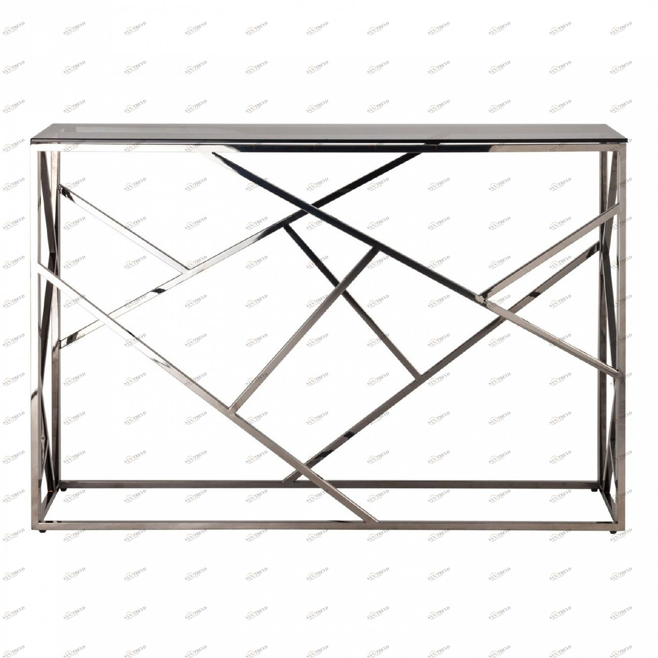 Консоль стеклянная 115х30 см дымчатая с основанием темный хром "Арт Деко" STOOL GROUP  00-3881892 Серебро 