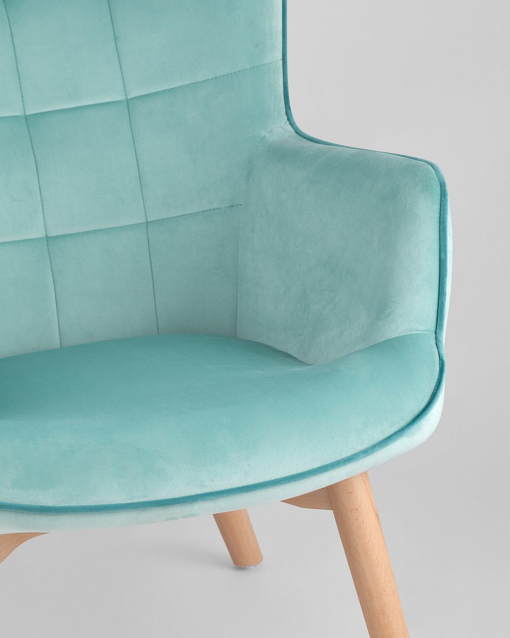 Кресло с мягкими подлокотниками мятное с деревянными ножками "Манго" STOOL GROUP ДИЗАЙНЕРСКИЕ 00-3946319 Голубой;зеленый  - Вид №7