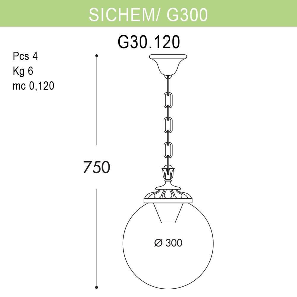 Уличный подвесной светильник Fumagalli Sichem/G300 G30.120.000.AZE27 FUMAGALLI SICHEM, G300 273220 Черный  - Вид №1