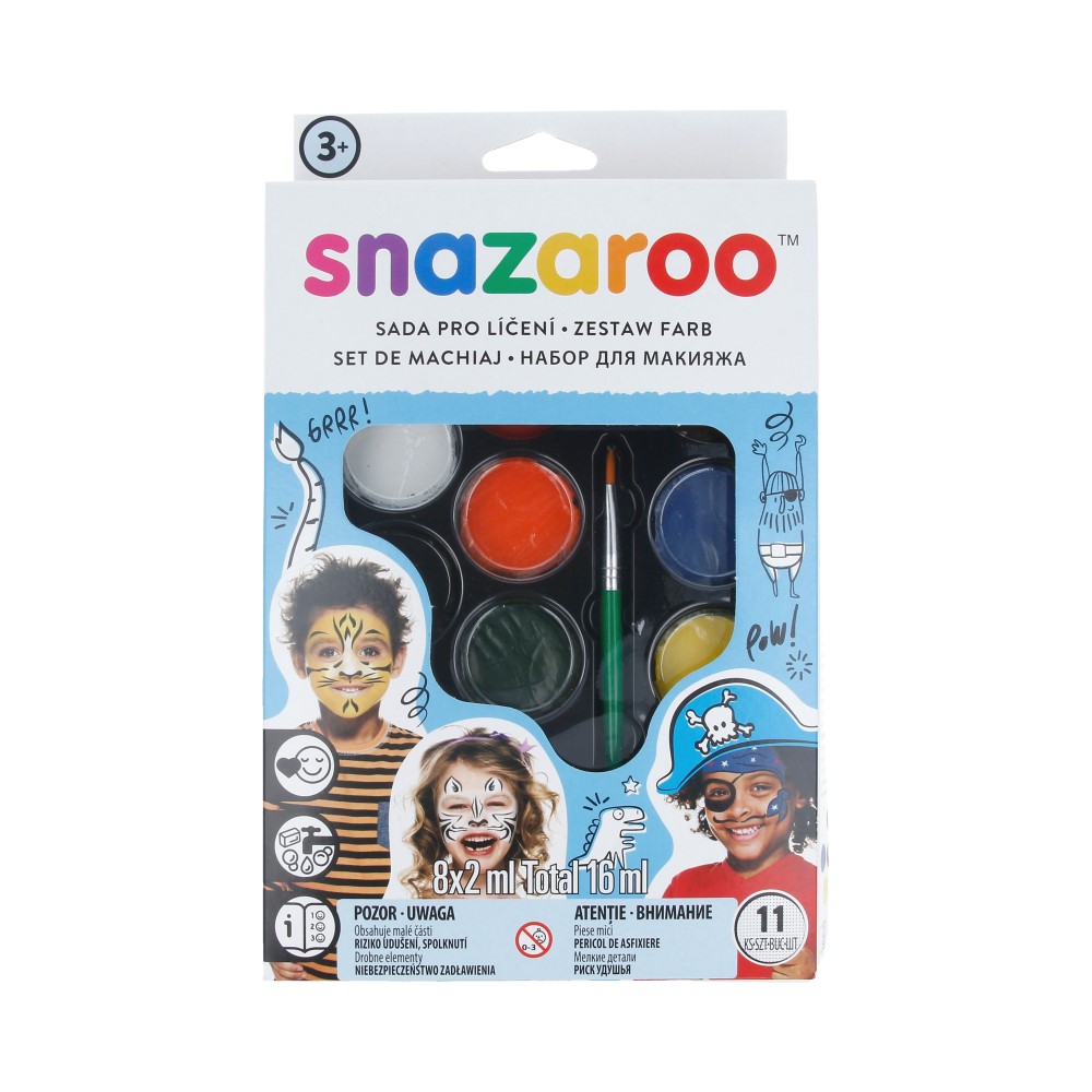 1180103/1172030 Набор грима кисть 8 цв. для мальчиков Snazaroo 