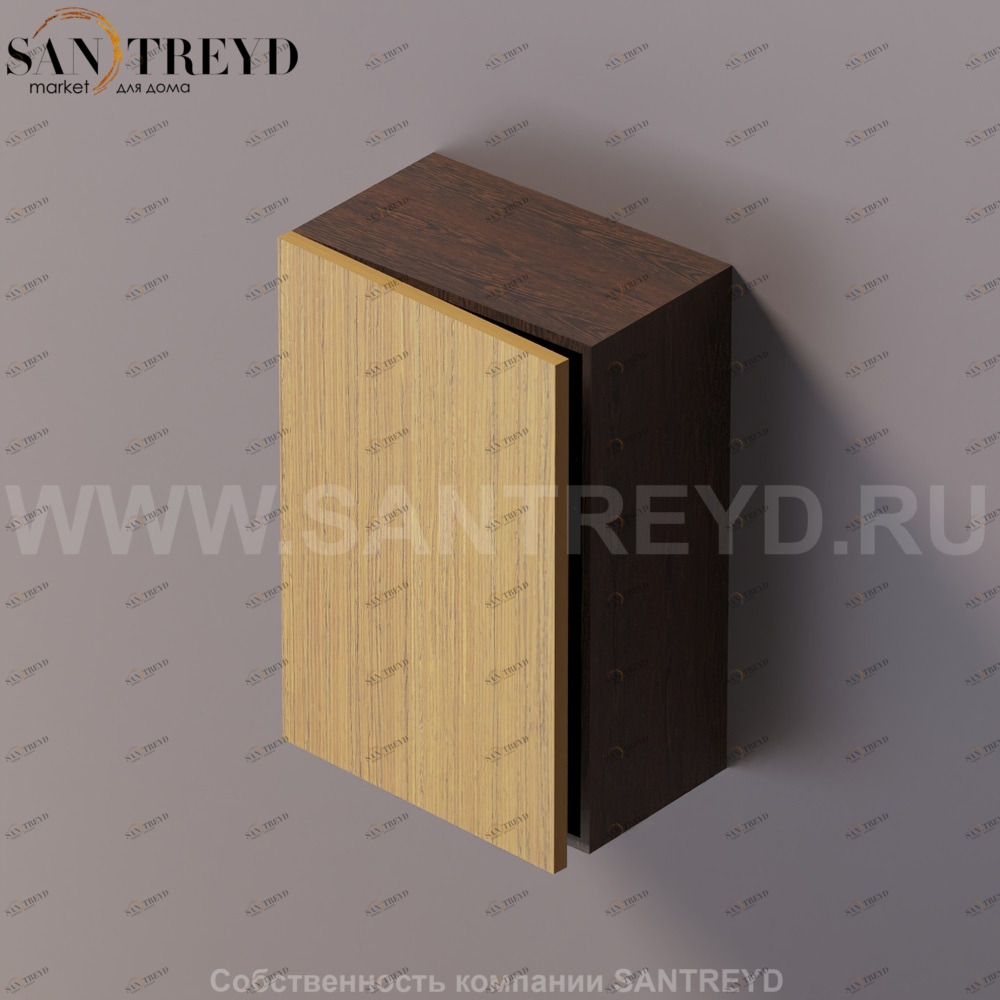 FLAT V Подвесной шкаф с петлями справа. Отделка: коричневый дуб и тик. AFXMO235042RUPT Agape