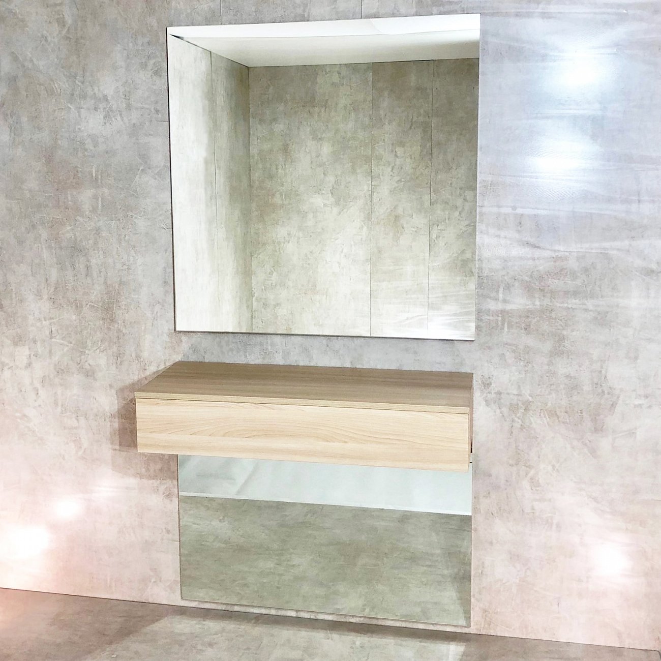 Прихожая с зеркалом и ящиком бежевая "Приви" GRAUM  304003 Бежевый;зеркальный  - Вид №3