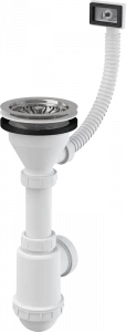 Сифон для мойки с нержавеющей peшeткой DN115 и гофропереливом