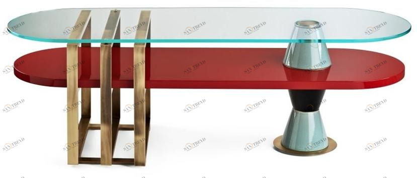 MARIONI Низкий лакированный журнальный столик из дерева Palm 02960