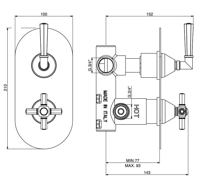 Термостатический встраиваемый смеситель для душа GATTONI TRD ARCH-00083594 - Вид №2