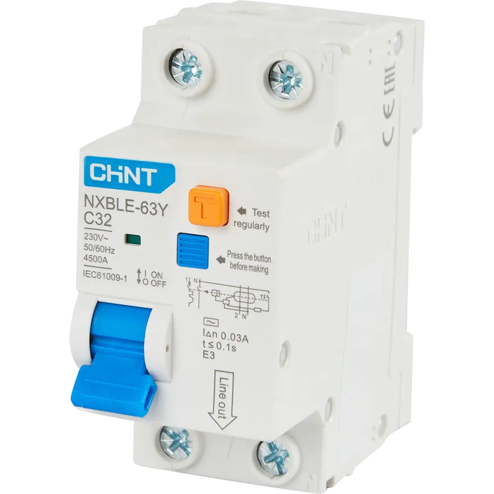 Дифференциальный автомат CHINT NXB-63S 1P N D32 A 30 мА 4.5 кА AC 85683466 STLM-2005407  - Вид №1
