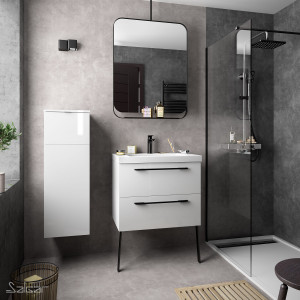 23287 SALGAR Мебель для умывальника FUSSION CHROME 700 2 ящика GLOSS WHITE 697 x 540 x 450 мм Глянцевый белый