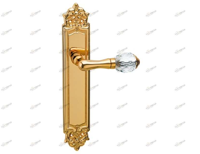 0A3840.000.71 Дверные ручки на пластинах с кристаллами сваровски Золото 24К Mestre 