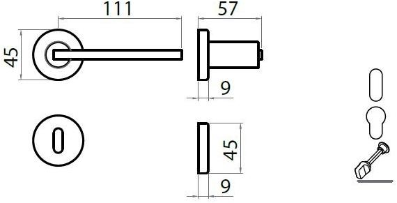 GHIDINI Ручка из латуни на розетке с замком  55112281054  - Вид №1