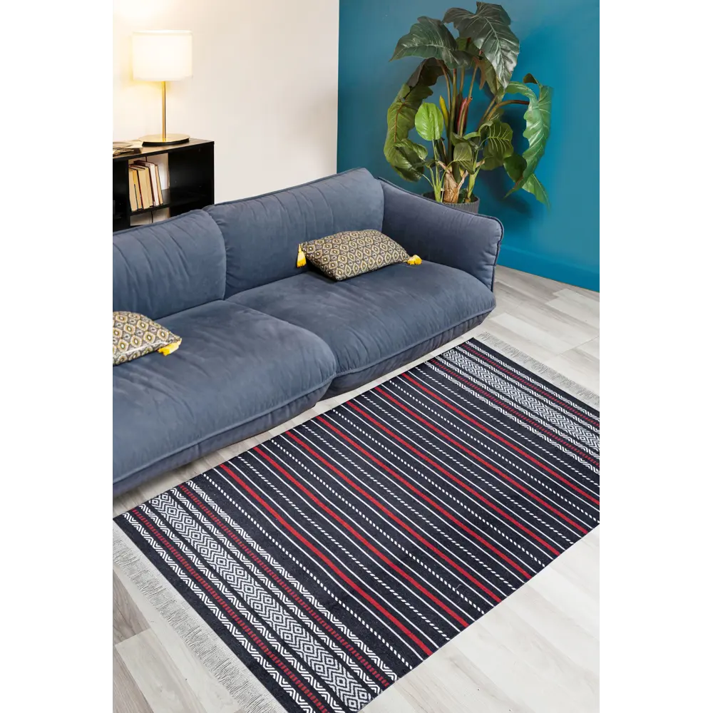 Коврик декоративный хлопок Sacli Lira K1353 B 80x120 см цвет синий 89407934 STLM-2134577 