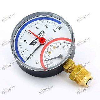 Термоманометр радиальный F+R828 1/2" 6 бар 120° WATTS 10018749