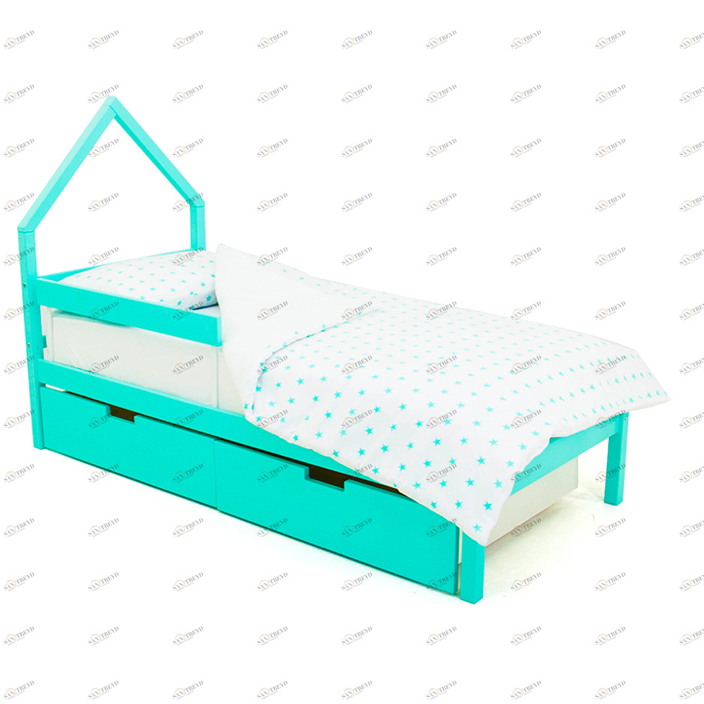 Детская кровать-домик мини Svogen мятная БЕЛЬМАРКО  326837 Голубой Santreyd 