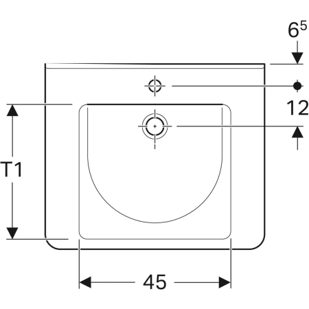 128667000 Раковина Geberit Renova Comfort Square, безбарьерная Geberit  - Вид №2