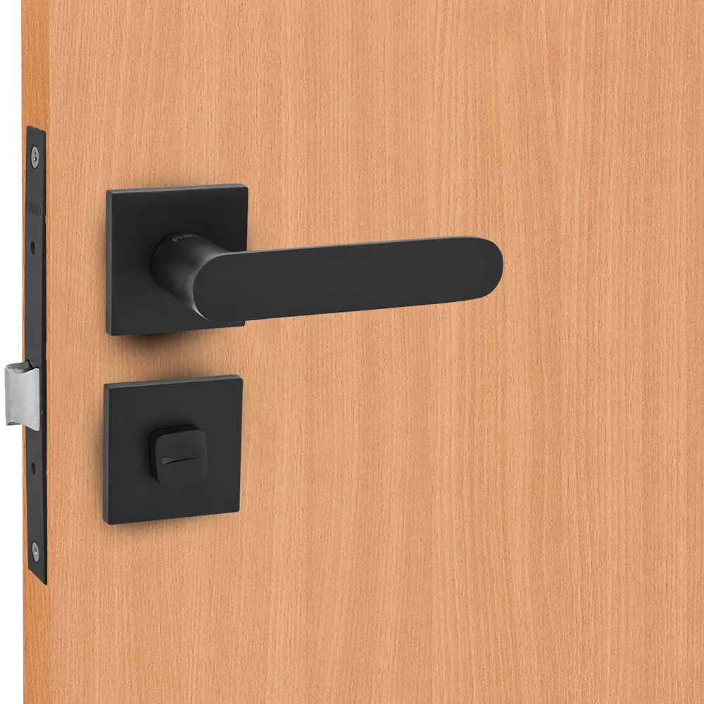 Дверные ручки Punto Porto с запиранием комплект цвет черный STLM-2183824 - Вид №6