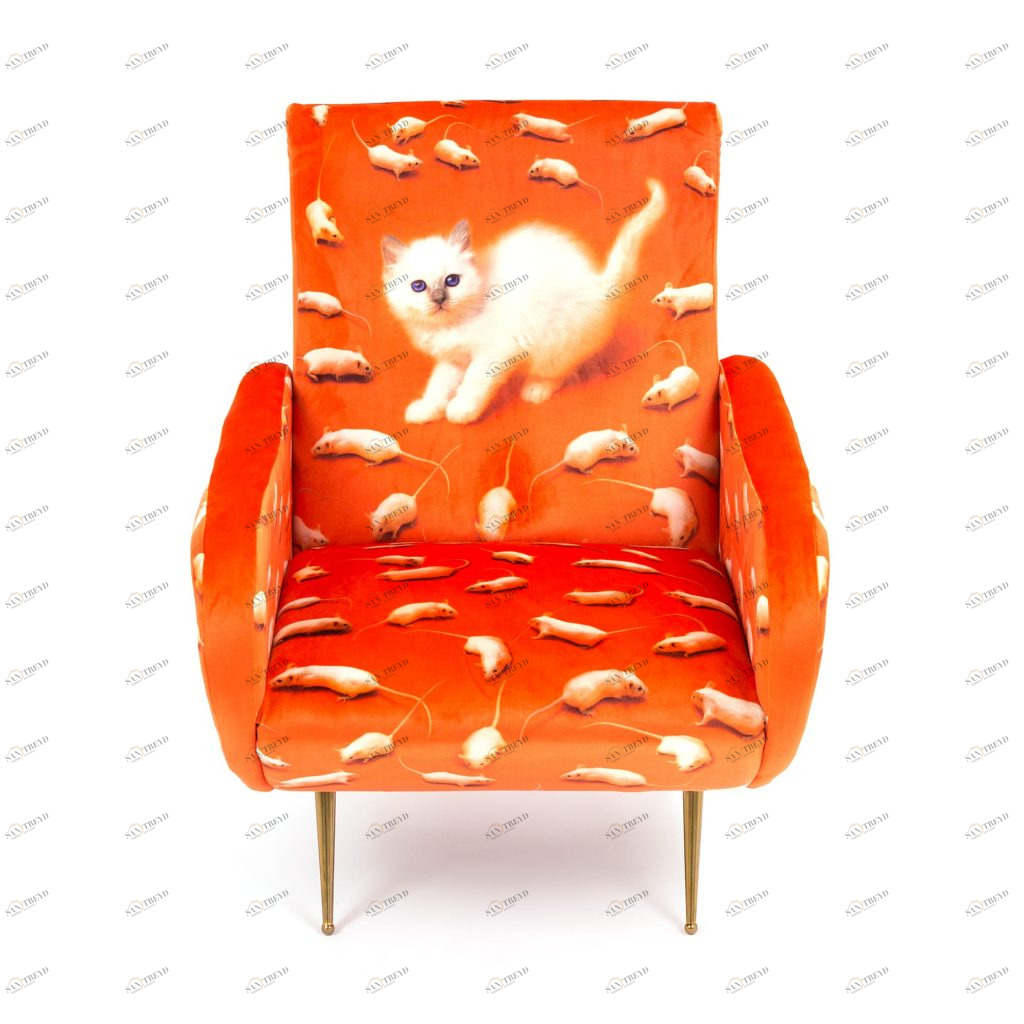 Кресло с мягкими подлокотниками 86х70 см красное Kitten SELETTI ДИЗАЙНЕРСКИЕ 00-3883251 Золото;красный 