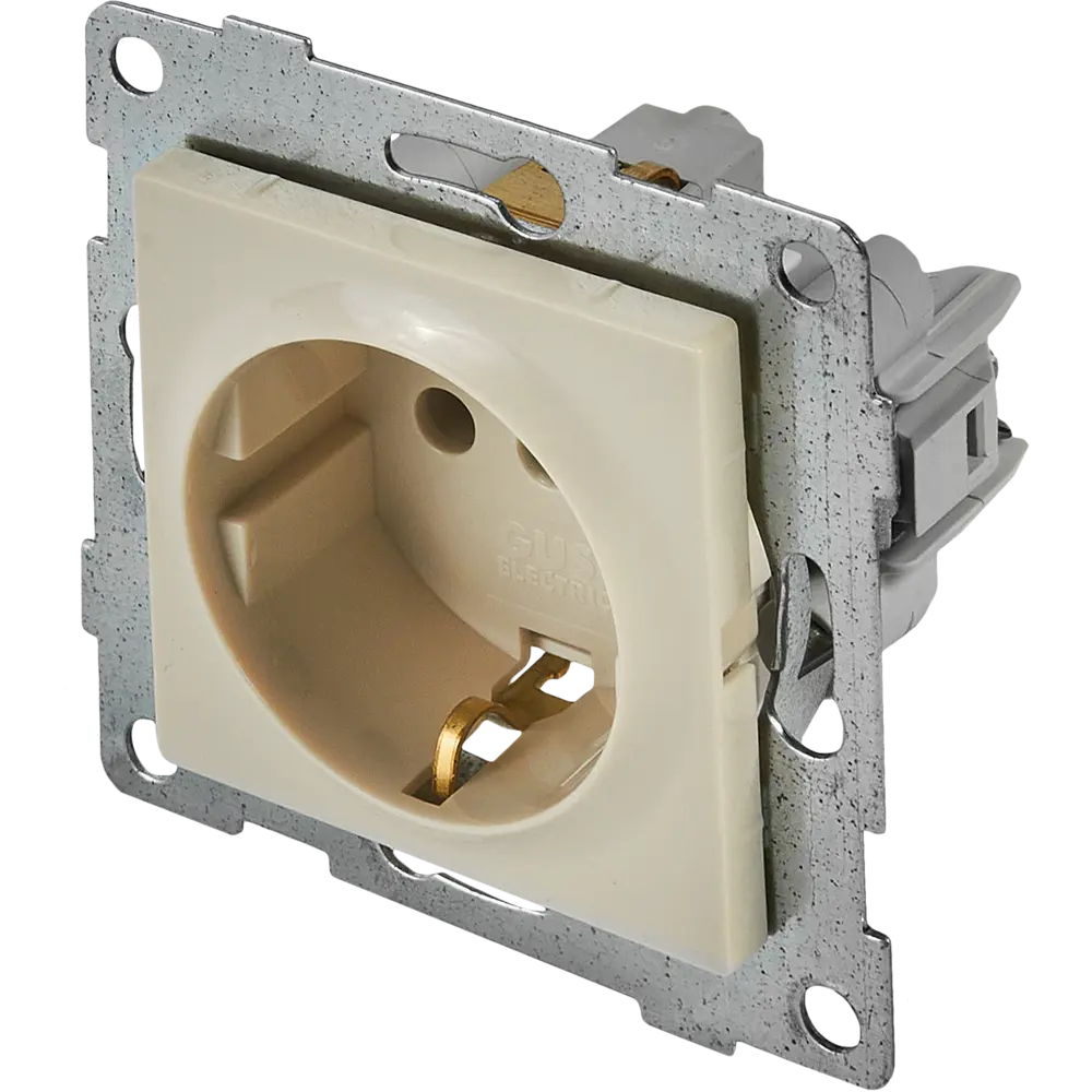 Розетка влагозащищенная GUSI Electric Ugra с крышкой, бежевая 88579703 STLM-1107340 - Вид №1