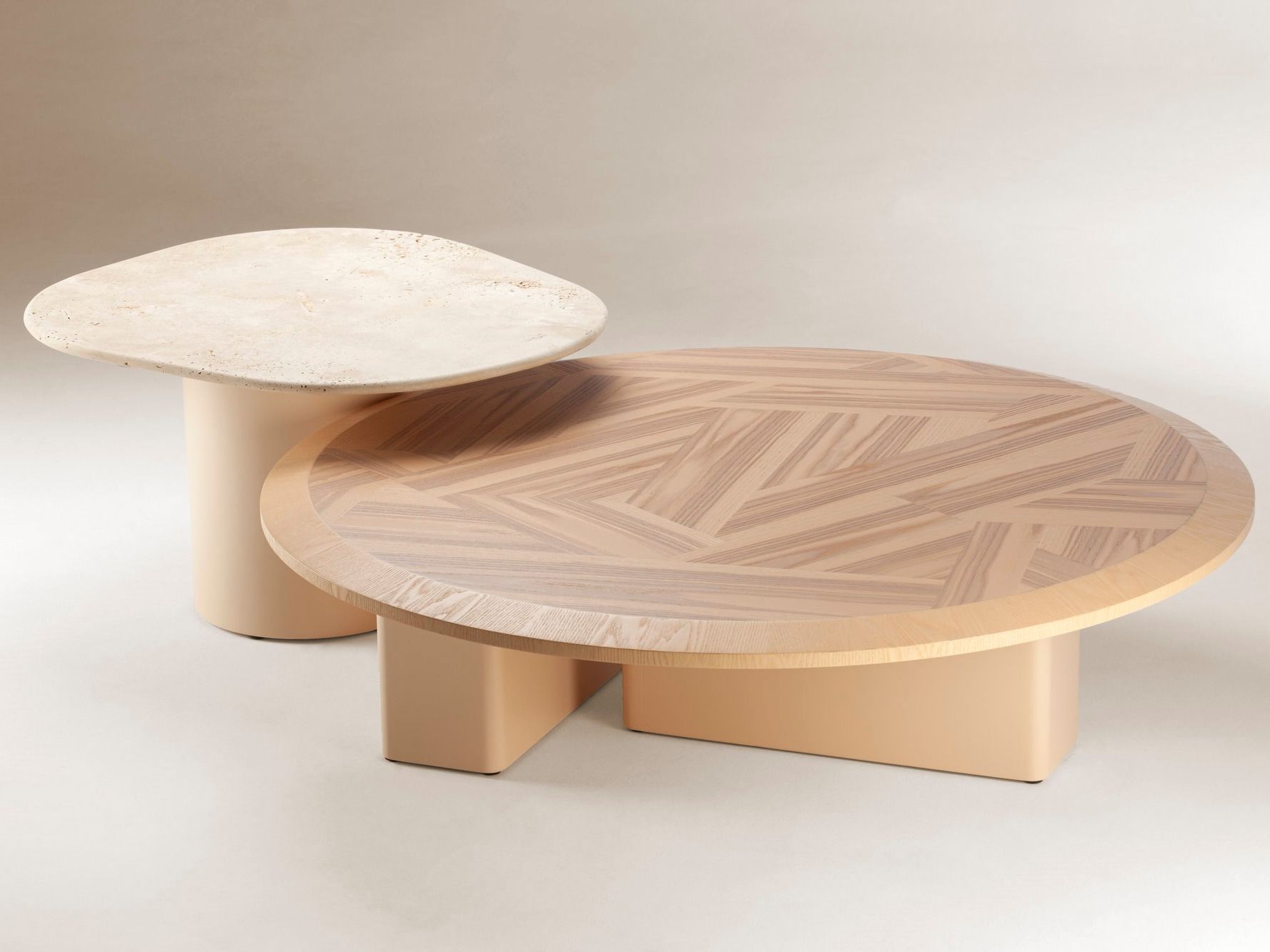 Набор журнальных столиков из ясеня и травертина DOOQ L'anamour ARCH-00064764