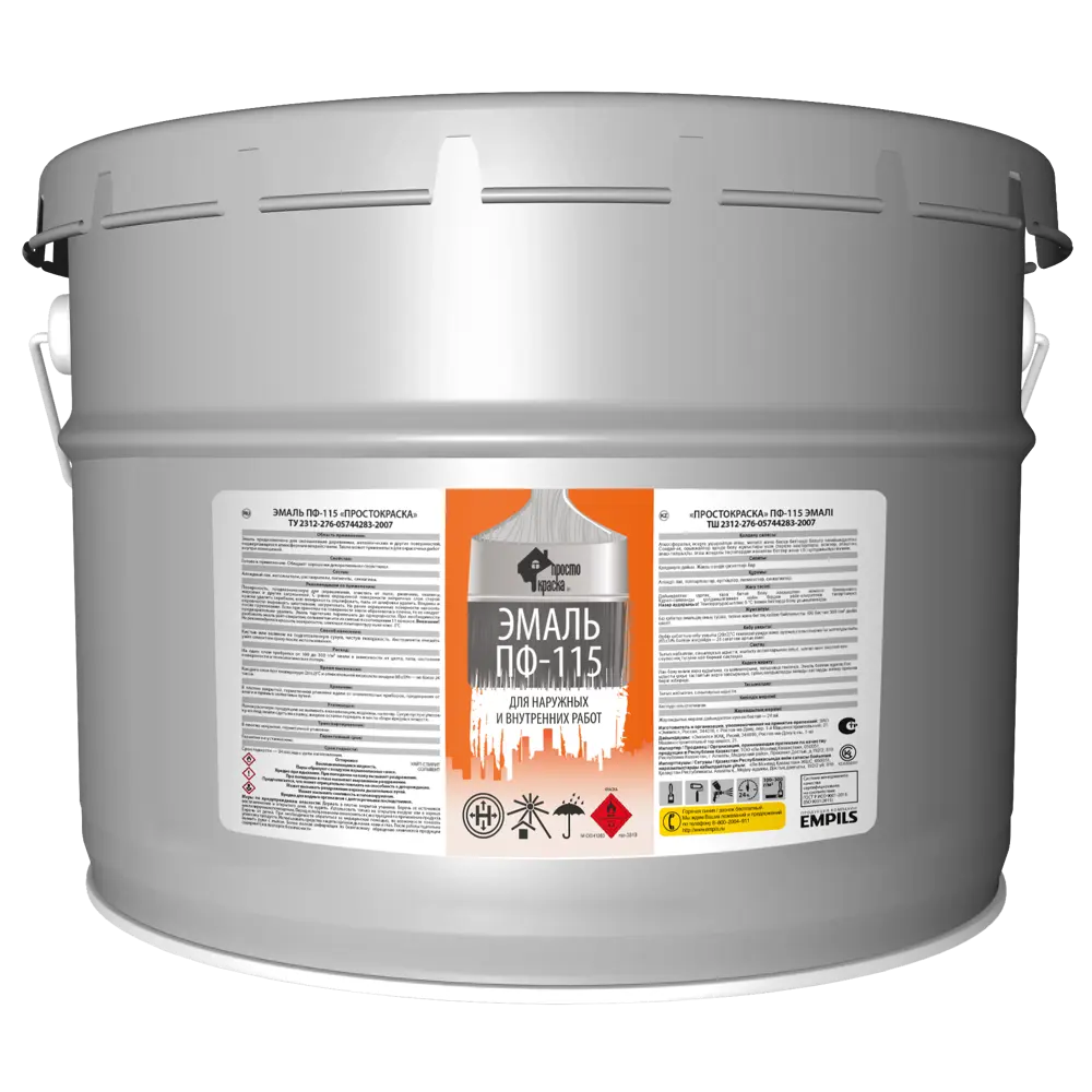 Эмаль Простокраска ПФ-115 полуматовая цвет серый 10 кг STLM-2193346 - Вид №1