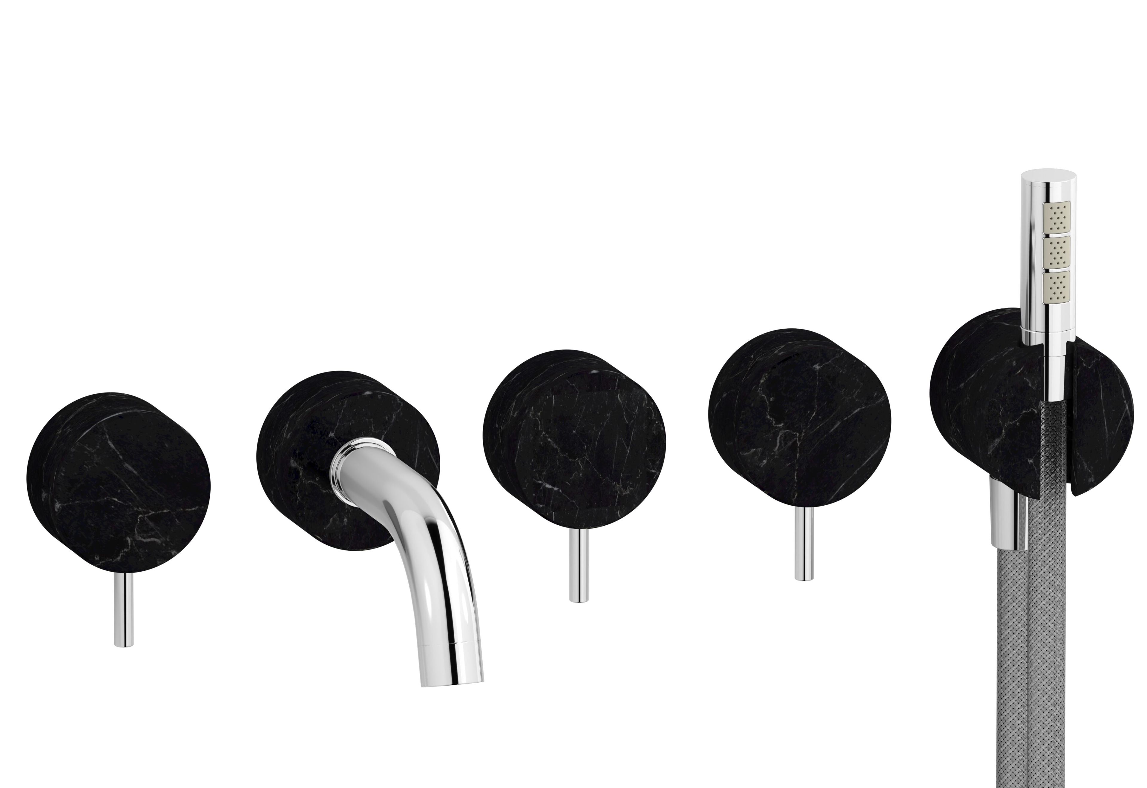 Мраморный смеситель для ванны с 5 отверстиями и ручным душем IB мрамор + мрамор Elle ARCH-00047437 - Вид №1