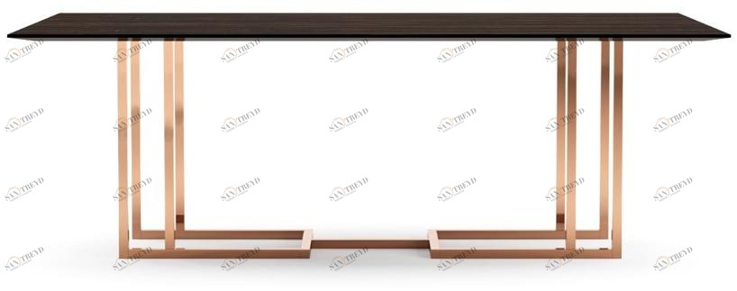 PRADDY Прямоугольный обеденный стол из нержавеющей стали и дерева  Ml187 