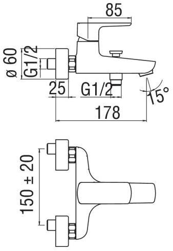 Nobili Rubinetterie Смеситель для ванны настенный Acquaviva Vv103110/1cr - Вид №1