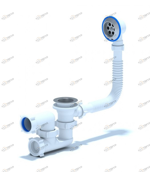 Сифон АНИ для ванны с выпуском, с переливом регулируемый 1 1/2" 40мм E250 АНИ пласт 7189