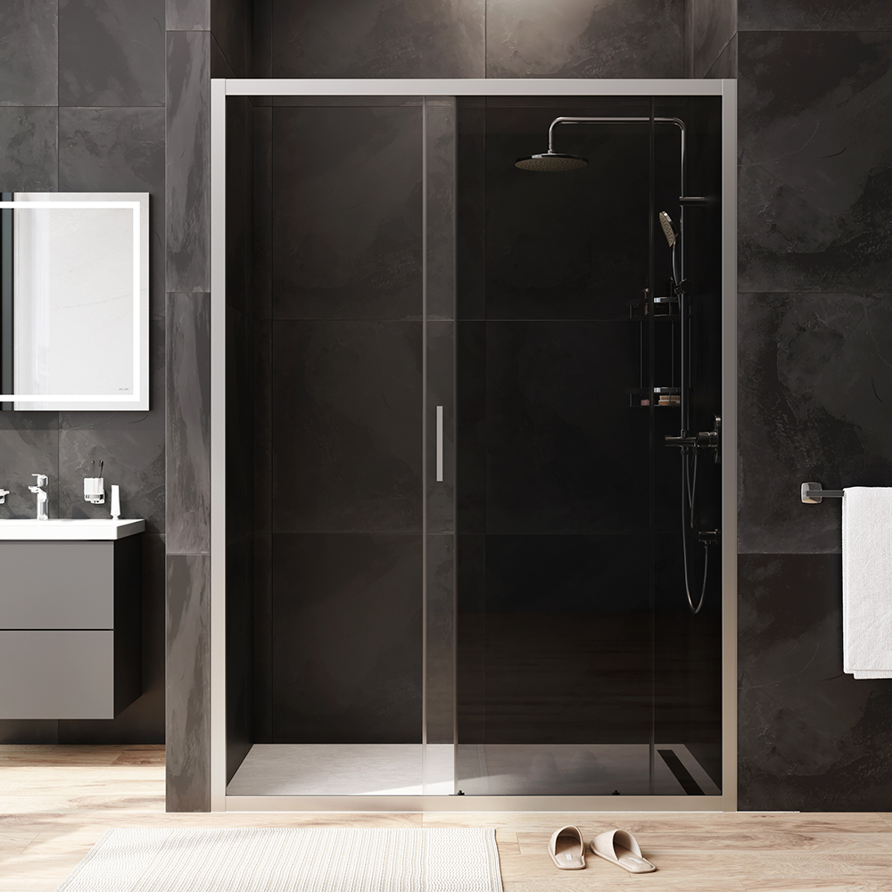 W90G-140-1-195MG Solo Дверь душевая 140х195 стекло тонированное профиль матовый хром AM.PM Gem - Вид №2