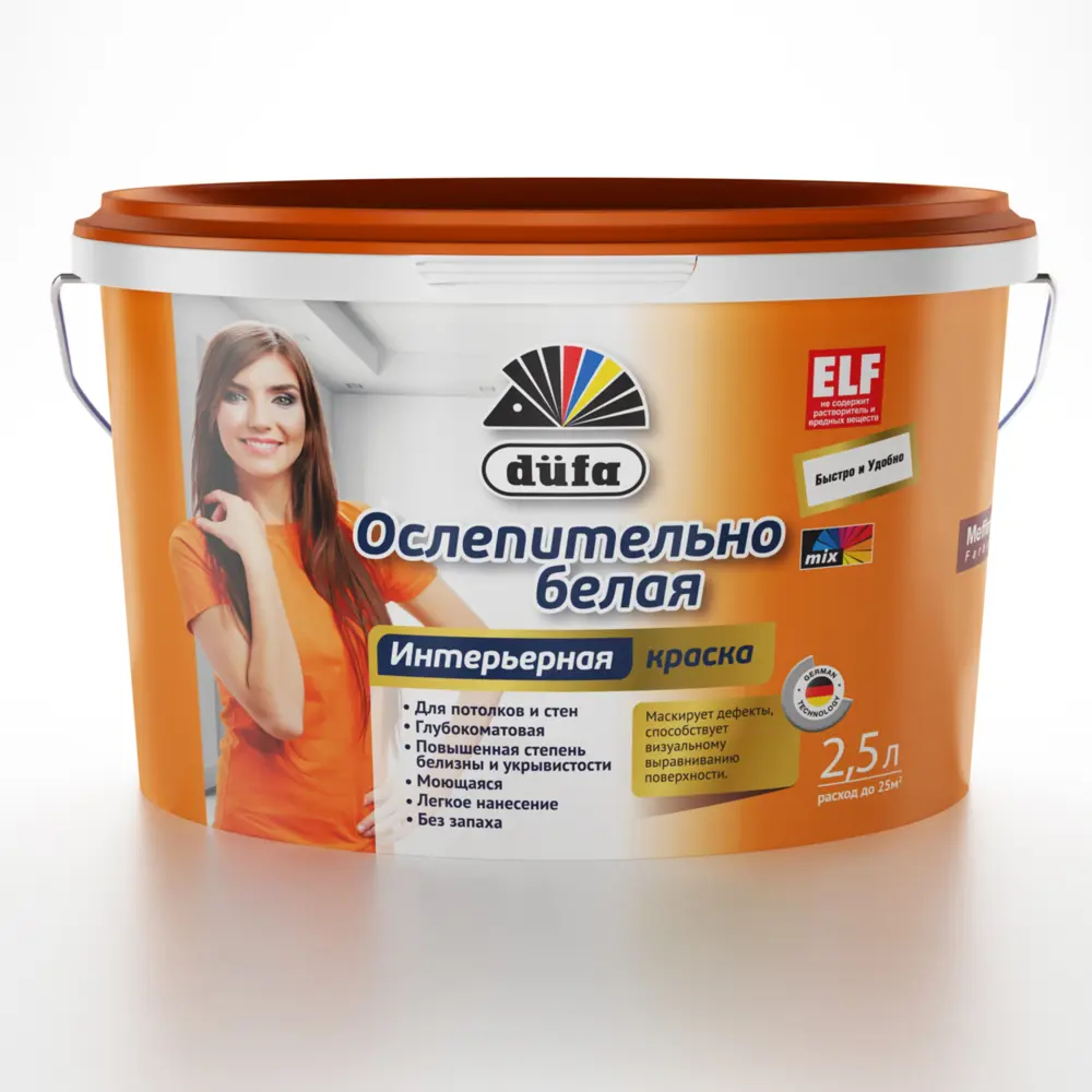 Краска водно-дисперсионная Superweiss Mix 2.5 л база 1 Dufa STLM-2133178