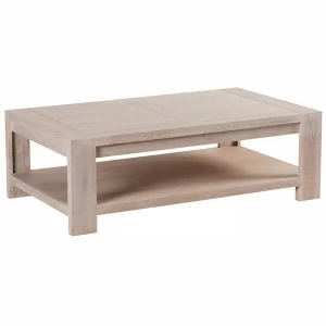Журнальный столик прямоугольный с полкой отбеленный дуб 120 см Manufactura VAVI MANUFACTURA 132593 Беленый дуб;бежевый