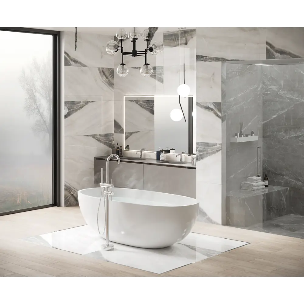 Керамогранит Laparet Onyx Sky 60x120 см 1.44 м² полированный цвет бело-серый 84405650 STLM-2142186 - Вид №4