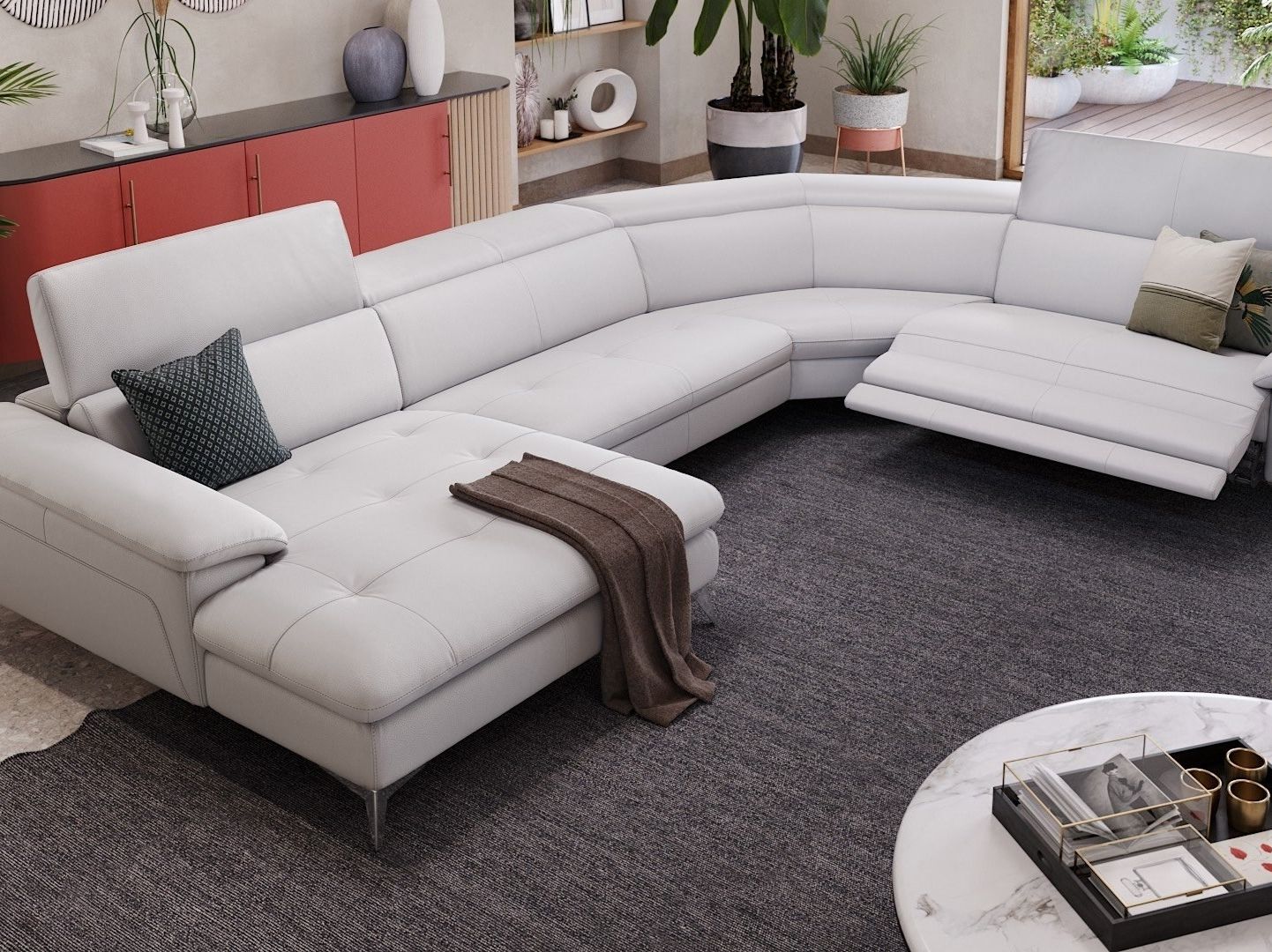 Кожаный диван с полуостровом Sofanella Stella ARCH-00128983 - Вид №5