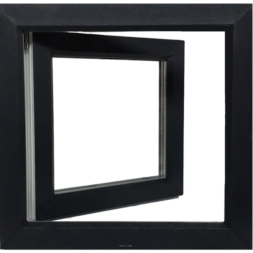 Пластиковое окно ПВХ Deceuninck одностворчатое 600x600 мм (ВхШ) двухкамерный стеклопакет белый/антрацит STLM-2182414 - Вид №2