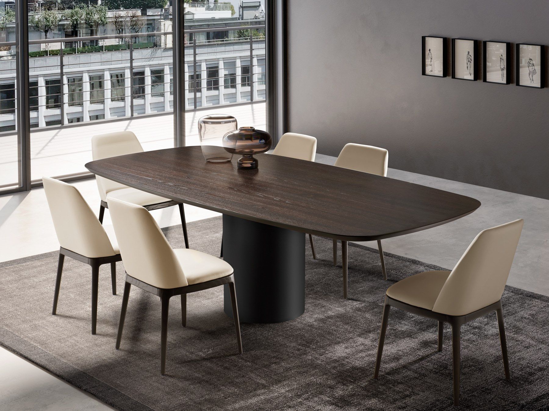 Деревянный прямоугольный стол с металлическим основанием EFORMA цилиндр ARCH-00035871 - Вид №4