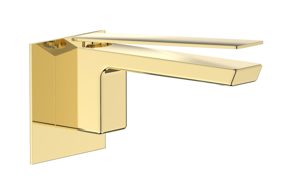 Встроенный в стену смеситель для раковины на 1 отверстие в комплекте с донным клапаном WE ARE IB k3209ii Pale Gold K3